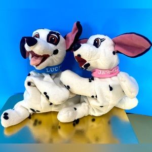 DISNEY STORE 90s COLLECTIBLE 101 DALMATIANS BEAN BAG PLUSH LUCKY & JEWEL PUPPIES